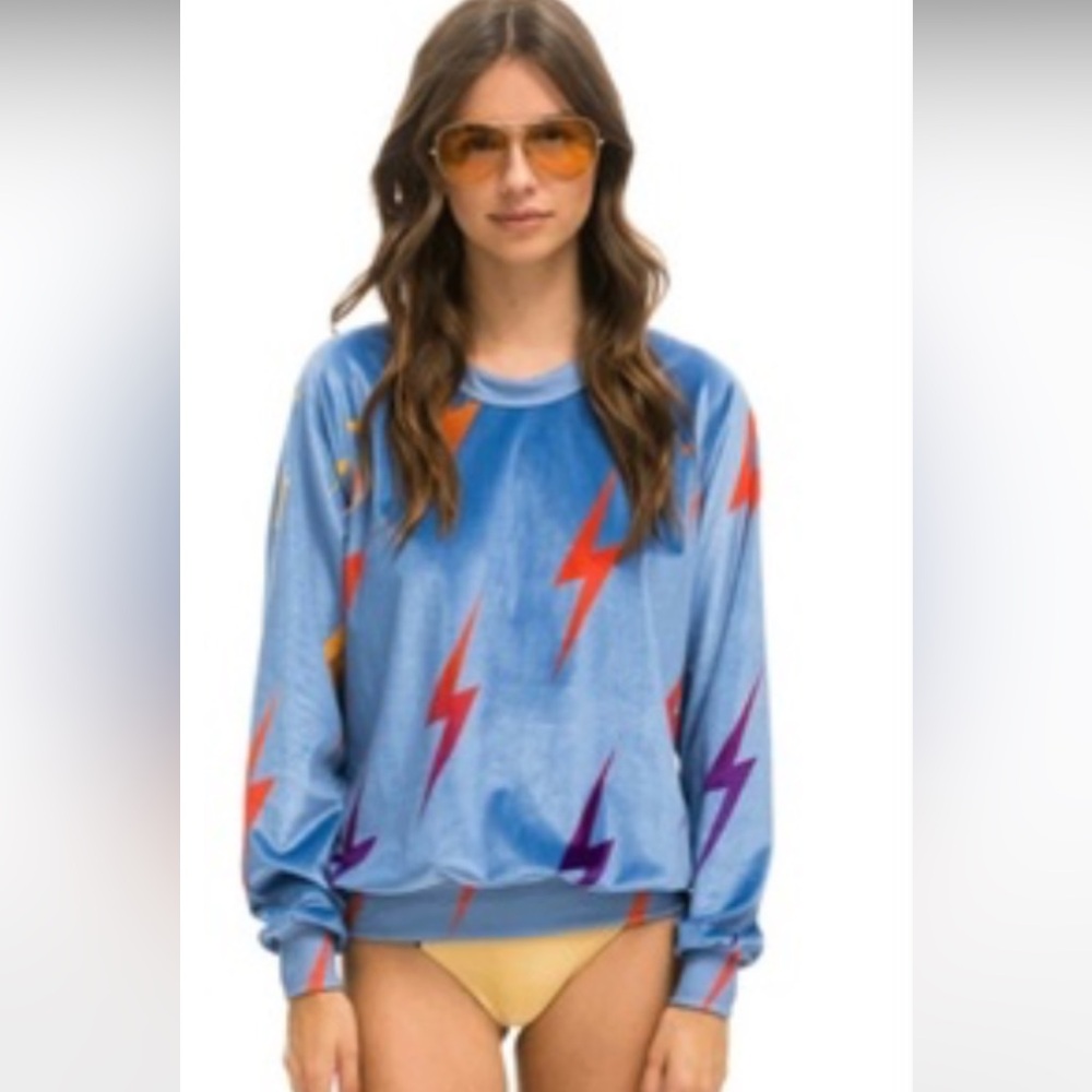 Aviator Nation Blue Lightning Bolt Sweatshirt